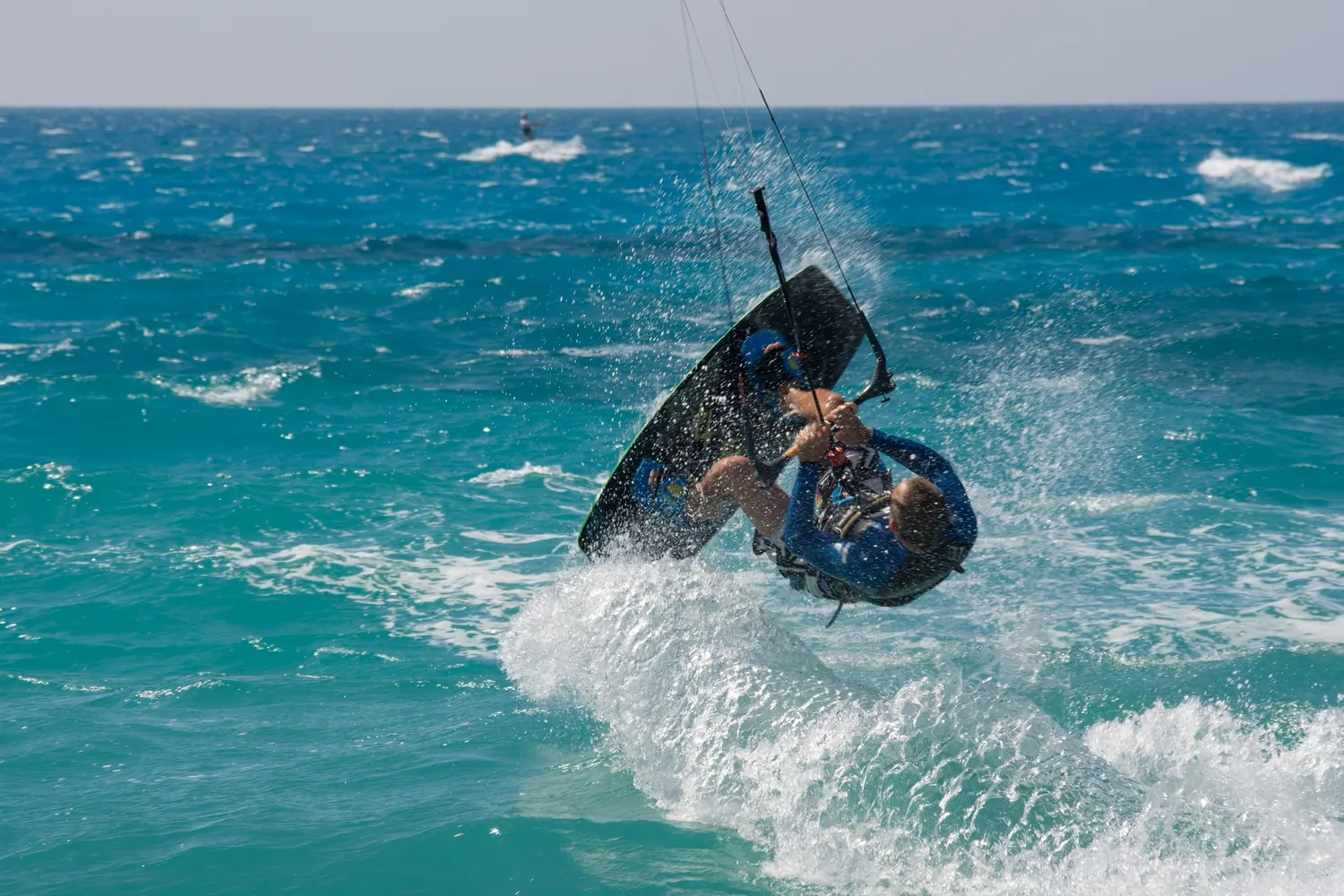 Kitesurfing at Agios Ioannis beach near Lefkada town