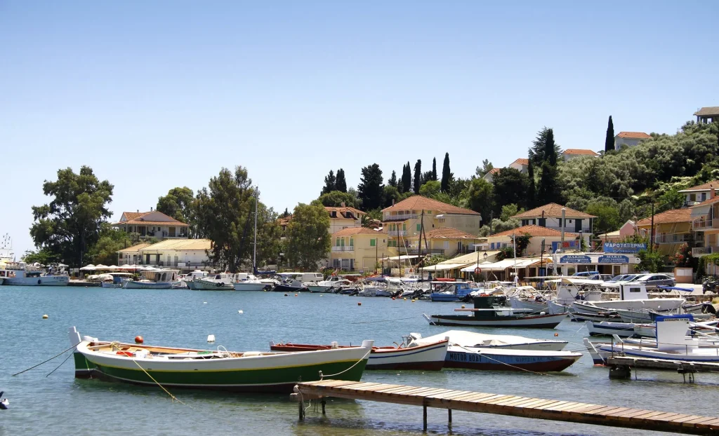 Small harbor of Lygia village on Lefkada island