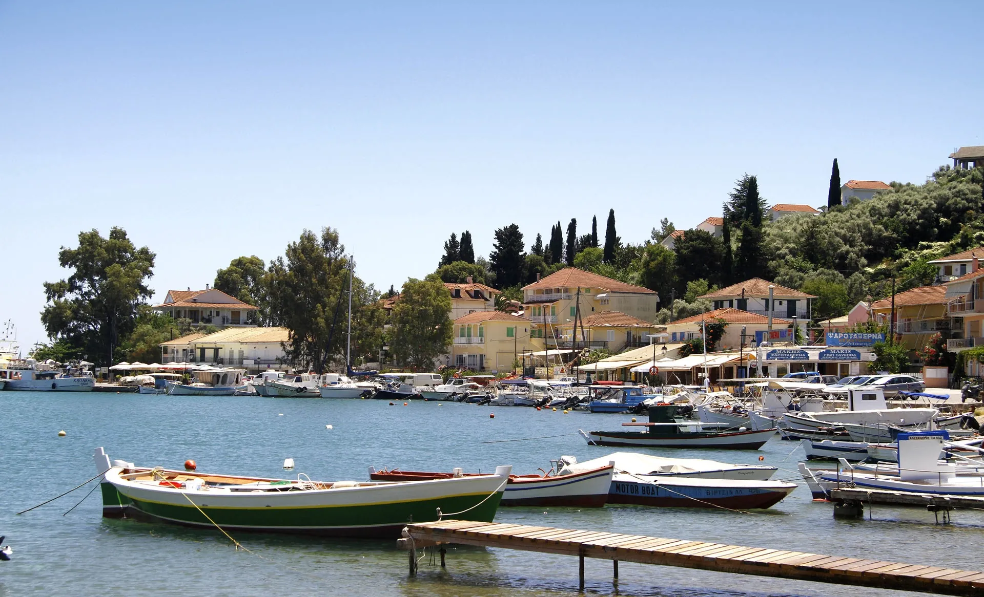 Small harbor of Lygia village on Lefkada island