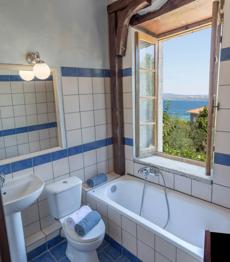 Ensuite Bathroom 1 corresponds to bedroom 1 of Villa Rocca in Nikiana, Lefkada