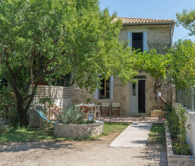 Entrance and front yard of Villa Rocca in Nikiana, Lefkada (second aspect)